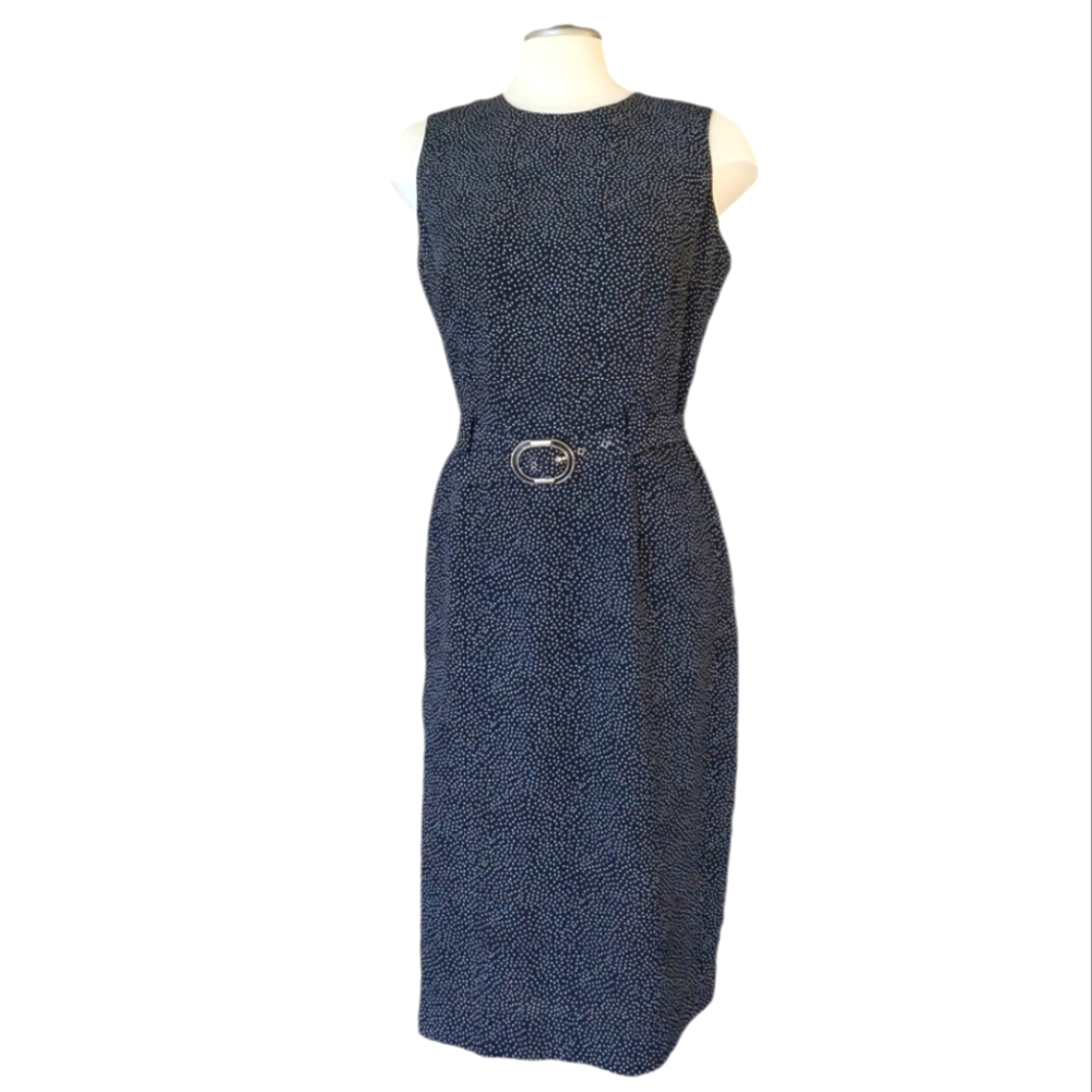 Jolibel navy blue white polka dots belted dress
